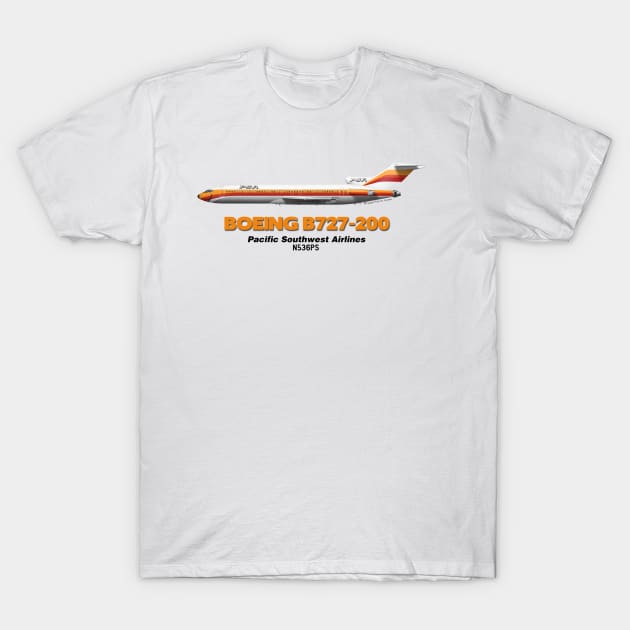 Boeing B727-200 - Pacific Southwest Airlines T-Shirt by TheArtofFlying